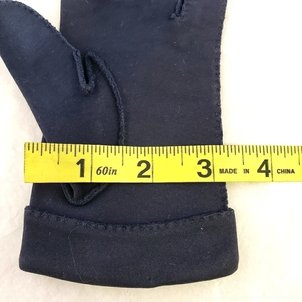 Vtg Van Raalte Navy Cotton Cuffed Gloves USA 6.5